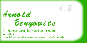 arnold benyovits business card